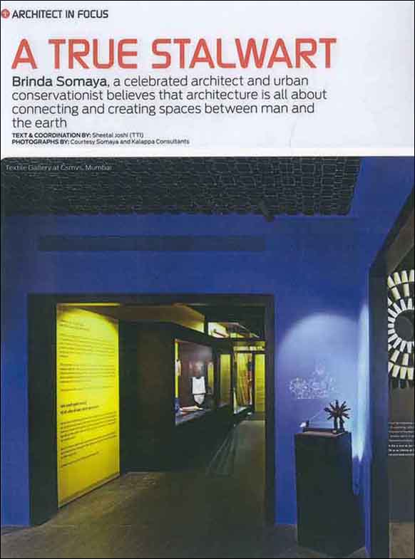 A True Stalwart - Brinda Somaya; The tiles of India - Vol 05 Issue 5.